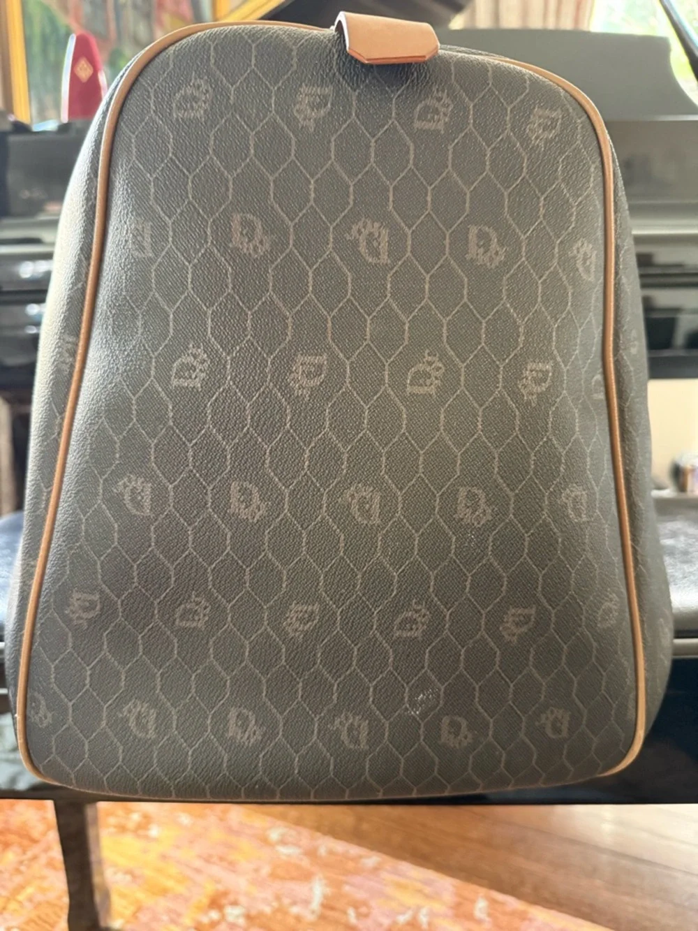 Christian Dior Brown and Orange Leather Trim Travel Duffel Bag - Picture 6 of 11